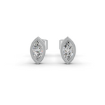 Load image into Gallery viewer, Marquise Cut Real Moissanite Bezel Set Solitaire Stud Earrings Screw Back 14K Gold Plated