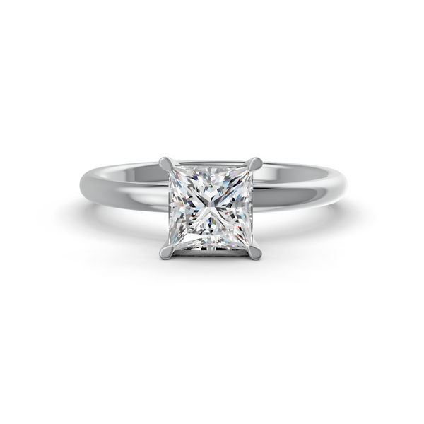 1-5 Ct Princess Cut Real Moissanite 4 Prong Solitaire Ring 14K Yellow Gold Plated