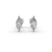 Marquise Cut Real Moissanite 2 Prong Solitaire Stud Earrings Screw Back 14K Gold Plated