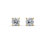 Load image into Gallery viewer, Cushion Cut Real Moissanite 4 Prong Solitaire Stud Earrings Screw Back 14K Gold Plated