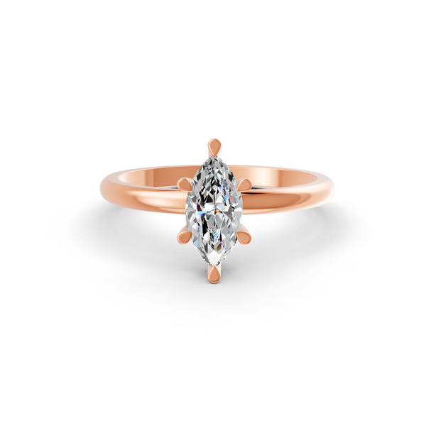 1-5 Ct Marquise Cut Real Moissanite 6 Prong Solitaire Ring 14K Yellow Gold Plated