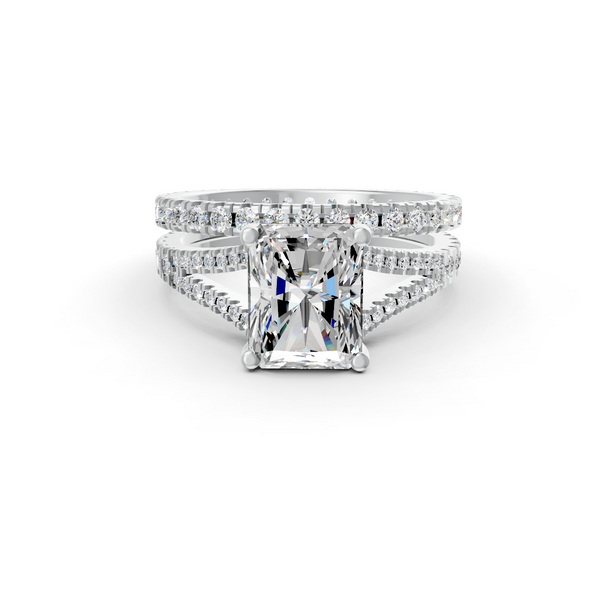 4Ct Radiant Cut Moissanite Bridal Engagement Ring 14K Yellow Gold Plated