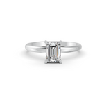 Load image into Gallery viewer, Emerald Cut Real Moissanite 4 Prong Solitaire Ring 14K Gold Plated
