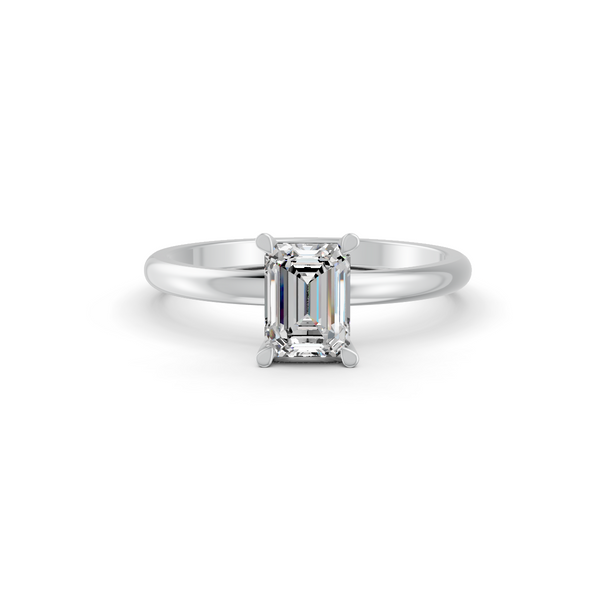 1-5 Ct Emerald Cut Real Moissanite 4 Prong Solitaire Ring 14K Yellow Gold Plated