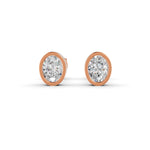 Load image into Gallery viewer, Oval Cut Real Moissanite Bezel Set Solitaire Stud Earrings Screw Back 14K Gold Plated