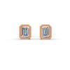 Emerald Cut Real Moissanite Bezel Set Solitaire Stud Earrings Screw Back 14K Gold Plated