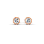 Round Cut Real Moissanite Bezel Set Solitaire Stud Earrings Screw Back 14K Gold Plated