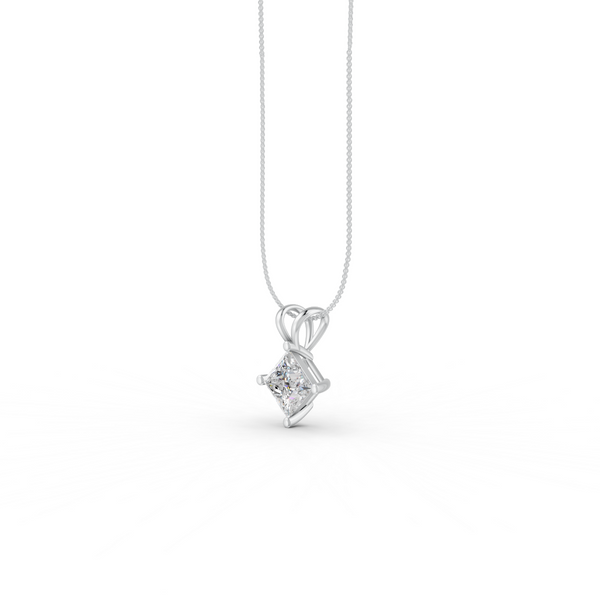 Princess Cut Moissanite Solitaire Pendant 14K Yellow Gold Plated