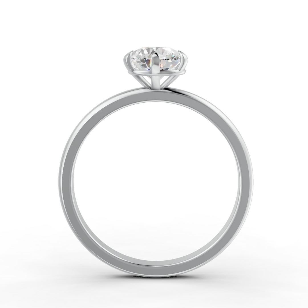 Round Cut Moissanite Solitaire Engagement Ring 14K White Gold Plated