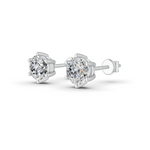 Load image into Gallery viewer, Round Cut Real Moissanite 6 Prong Solitaire Stud Earrings 14K Gold Plated