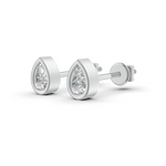 Load image into Gallery viewer, Pear Cut Real Moissanite Bezel Set Solitaire Stud Earrings Screw Back 14K Gold Plated