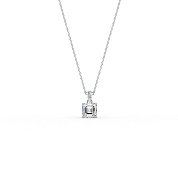 Asscher Cut GRA Certified Moissanite Solitaire Pendant in 14K Yellow Gold Plated