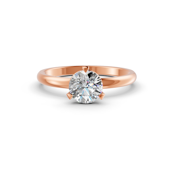 1-5 Ct Round Cut Real Moissanite 3 Prong Solitaire Ring 14K Yellow Gold Plated