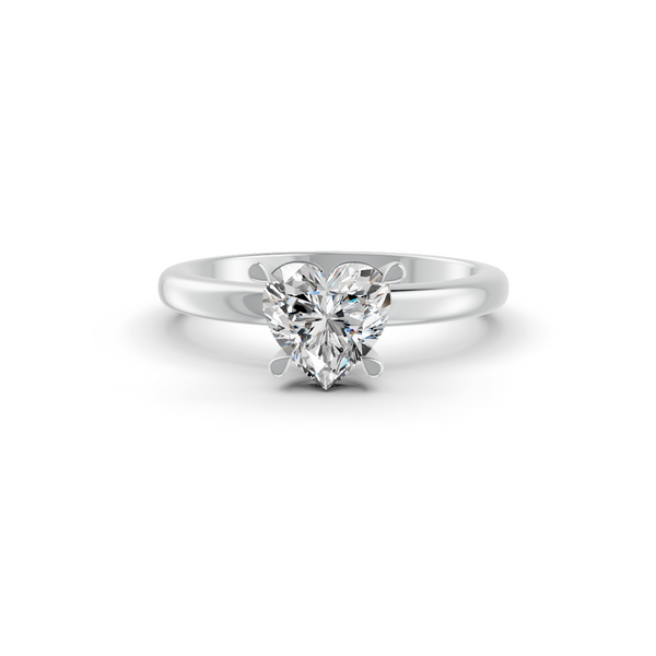 1-5 Ct Heart Cut Real Moissanite 4 Prong Solitaire Ring 14K Yellow Gold Plated