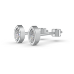 Load image into Gallery viewer, Marquise Cut Real Moissanite Bezel Set Solitaire Stud Earrings Screw Back 14K Gold Plated