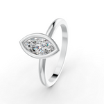Load image into Gallery viewer, Marquise Cut Real Moissanite Bezel Set Solitaire Ring 14K Gold Plated