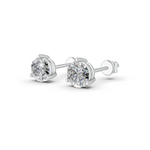 Load image into Gallery viewer, Round Cut Real Moissanite 3 Prong Solitaire Stud Earrings 14K Gold Plated