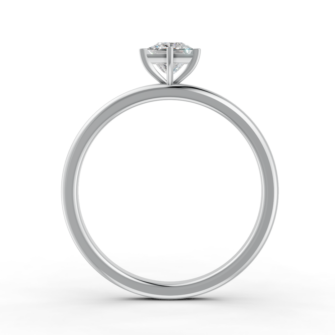 Princess Cut Real Moissanite Claw Prong Solitaire Ring 14K Gold Plated