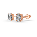 Load image into Gallery viewer, Oval Cut Real Moissanite 4 Prong Solitaire Stud Earrings Screw Back 14K Gold Plated