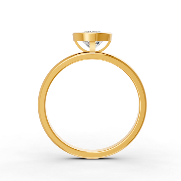 1-5 Ct Round Cut Real Moissanite Bezel Set Solitaire Ring 14K Yellow Gold Plated