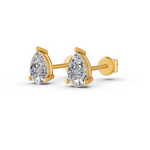 Load image into Gallery viewer, Pear Cut Real Moissanite 3 Prong Solitaire Stud Earrings Screw Back 14K Gold Plated