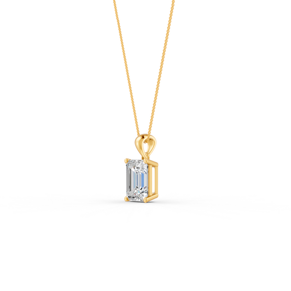 Emerald Cut Moissanite Solitaire Pendant 14K Gold Plated