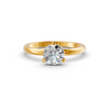 1-5 Ct Round Cut Real Moissanite 3 Prong Solitaire Ring 14K Yellow Gold Plated
