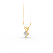 Princess Cut Moissanite Solitaire Pendant 14K Gold Plated