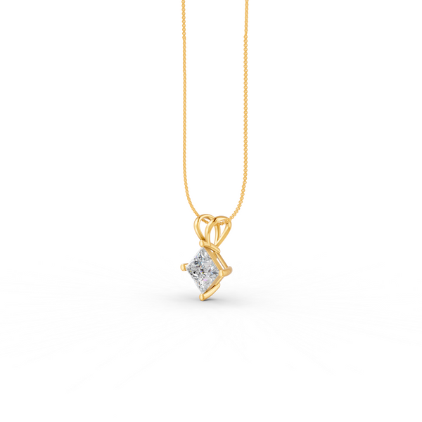 Princess Cut Moissanite Solitaire Pendant 14K Yellow Gold Plated