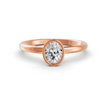 Load image into Gallery viewer, Oval Cut Real Moissanite Bezel Set Solitaire Ring 14K Gold Plated