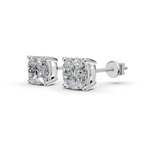 Load image into Gallery viewer, Cushion Cut Real Moissanite 4 Prong Solitaire Stud Earrings Screw Back 14K Gold Plated