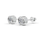 Load image into Gallery viewer, Cushion Cut Real Moissanite Bezel Set Solitaire Stud Earrings Screw Back 14K Gold Plated
