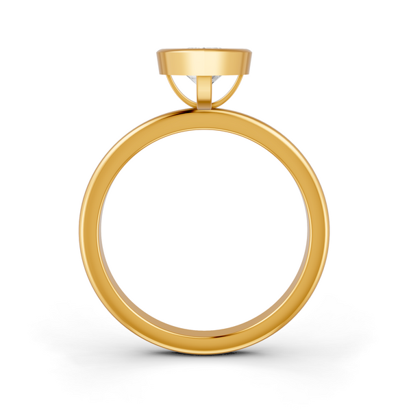1-5 Ct Pear Cut Real Moissanite Bezel Set Solitaire Ring 14K Yellow Gold Plated