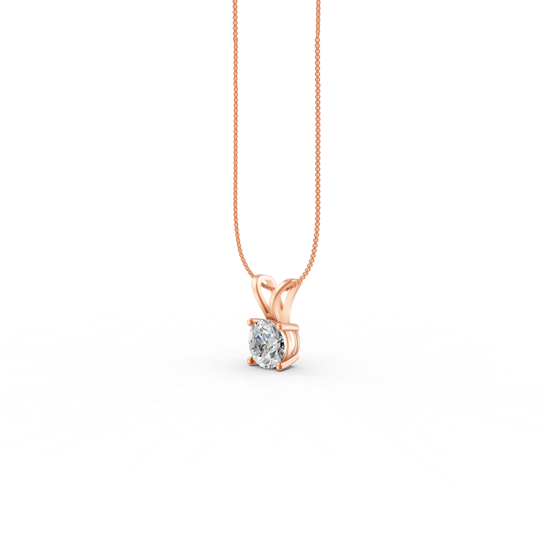 Round Cut Moissanite Solitaire Pendant 14K Gold Plated