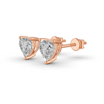 Load image into Gallery viewer, Heart Cut Real Moissanite 3 Prong Solitaire Stud Earrings Screw Back 14K Gold Plated