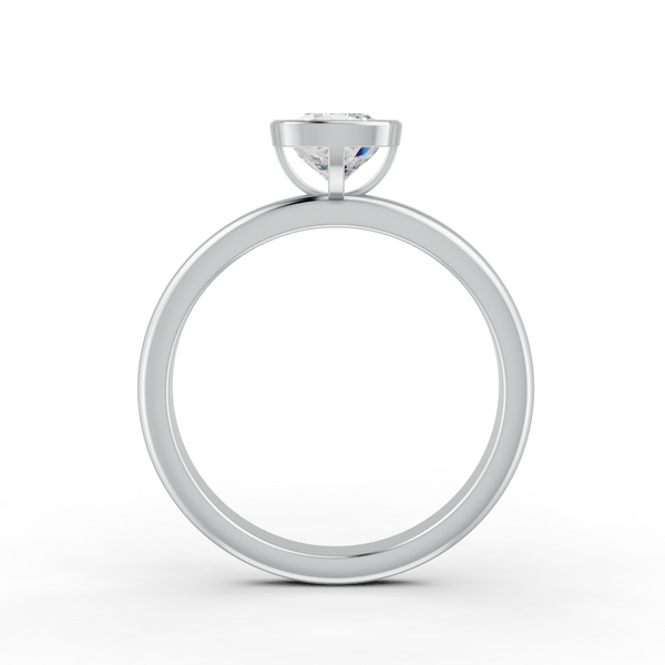 1-5 Ct Cushion Cut Real Moissanite Bezel Set Solitaire Ring 14K Yellow Gold Plated