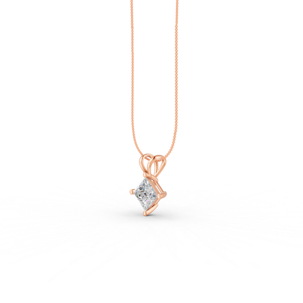 Princess Cut Moissanite Solitaire Pendant 14K Yellow Gold Plated