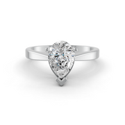 Pear Cut Real Moissanite 3 Prong Solitaire Ring 14K Gold Plated