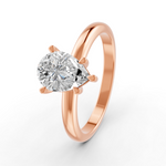 Load image into Gallery viewer, Pear Cut Real Moissanite 5 Prong Solitaire Ring 14K Gold Plated