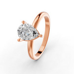 Load image into Gallery viewer, Pear Cut Real Moissanite Claw Prong Solitaire Ring 14K Gold Plated