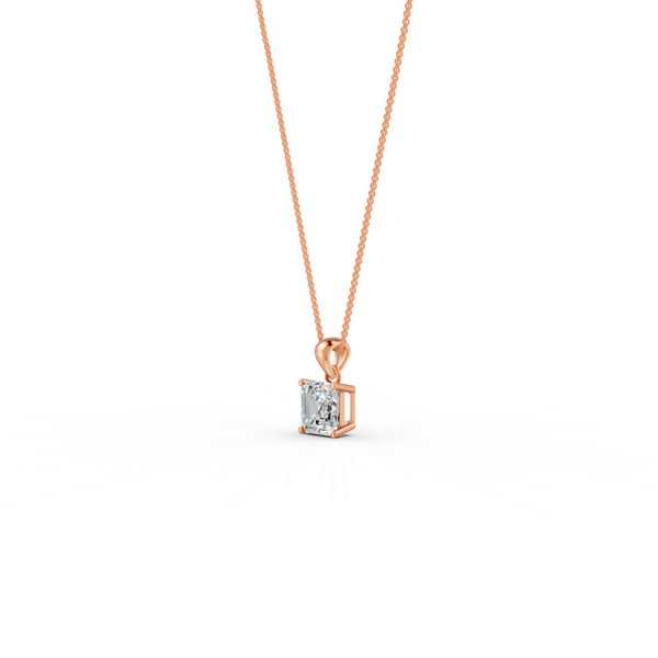 Asscher Cut GRA Certified Moissanite Solitaire Pendant in 14K Yellow Gold Plated