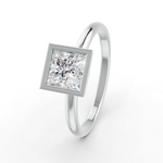 Load image into Gallery viewer, Princess Cut Real Moissanite Bezel Set Solitaire Ring 14K Gold Plated