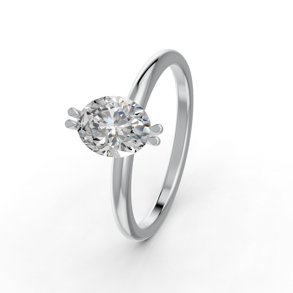 1-5 Ct Oval Cut Real Moissanite Double Prong Solitaire Ring 14K Yellow Gold Plated