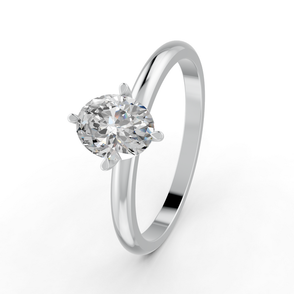 1-5 Ct Oval Cut Real Moissanite 4 Prong Solitaire Ring 14K Yellow Gold Plated