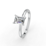 Load image into Gallery viewer, Emerald Cut Real Moissanite 4 Prong Solitaire Ring 14K Gold Plated