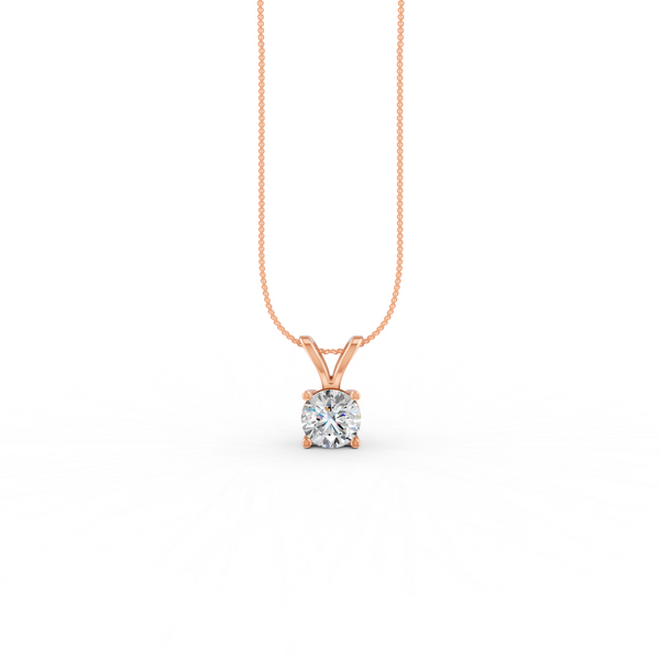 Round Cut Moissanite Solitaire Pendant 14K Yellow Gold Plated