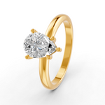 Load image into Gallery viewer, Pear Cut Real Moissanite 5 Prong Solitaire Ring 14K Gold Plated