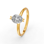 Load image into Gallery viewer, Oval Cut Real Moissanite Double Prong Solitaire Ring 14K Gold Plated