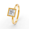 1-5 Ct Princess Cut Real Moissanite Bezel Set Solitaire Ring 14K Yellow Gold Plated