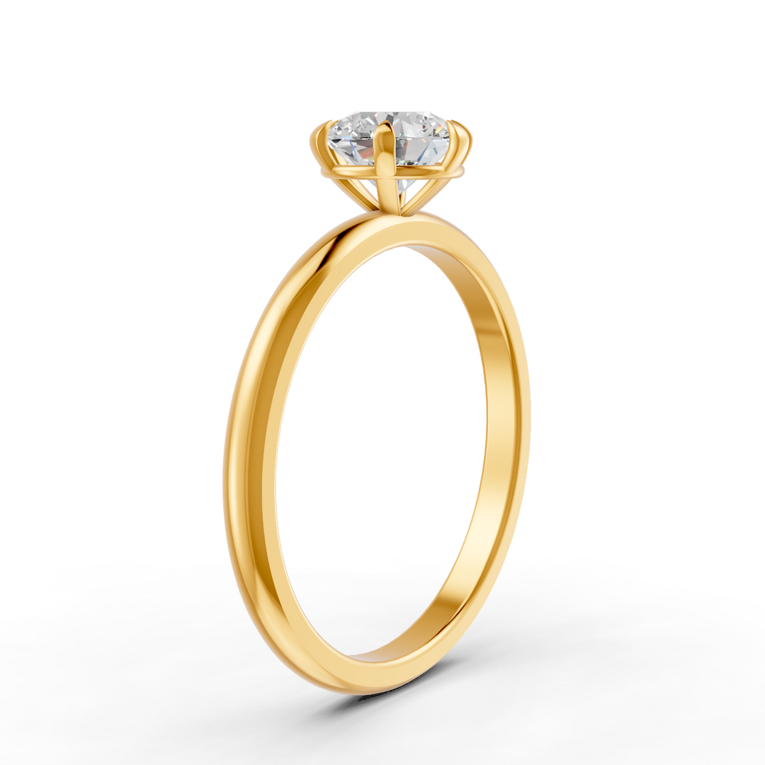 Round Cut Moissanite Solitaire Engagement Ring 14K White Gold Plated